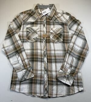 BKE Buckle Plaid Pearl Snap Shirt Mens Large NWT Western Flannel Cotton Blend